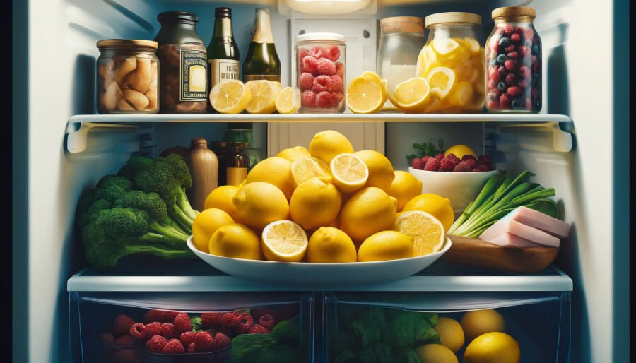 Citrons placés pour lutter contre les mauvaises odeurs du frigo