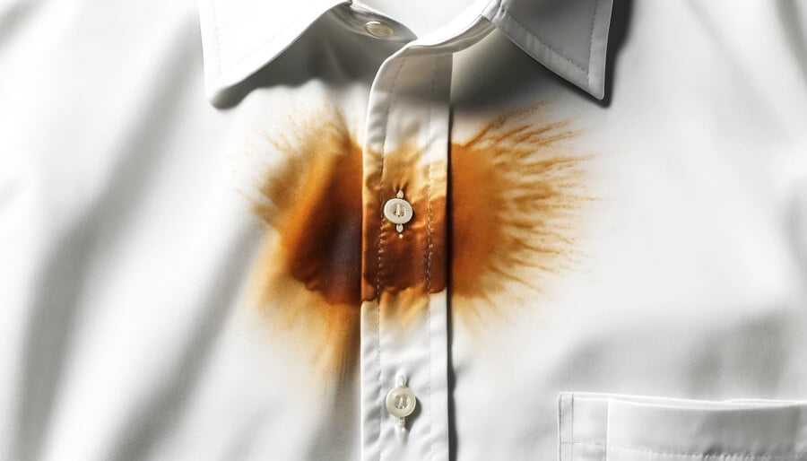 Une tache de café sur une chemise blanche