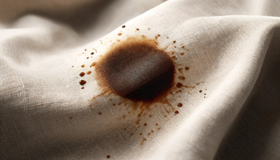 Une tache de café sur un vêtement en lin