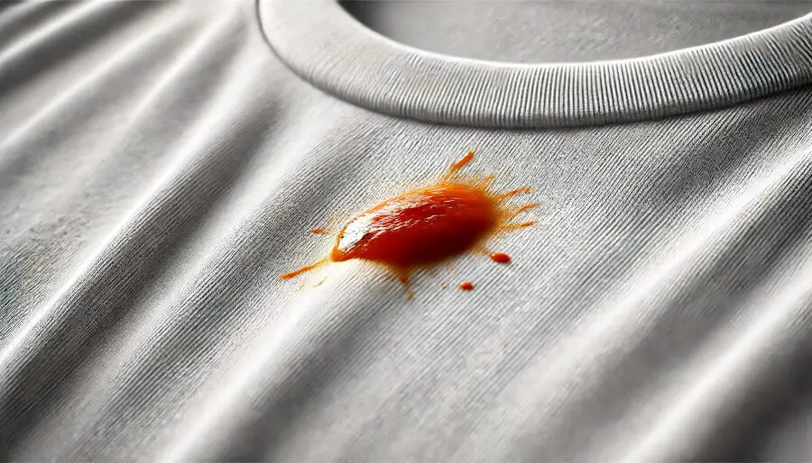 Tache de sauce tomate sur un vêtement