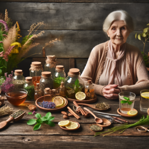 Grand-mère avec des remèdes naturels pour arrêter l'alcool