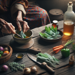 Grande-mère préparant une tisane avec des herbes