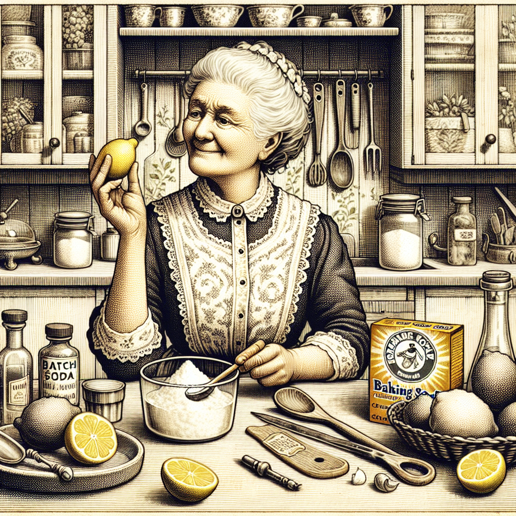 Grand-mère partageant un remède naturel contre la transpiration excessive utilisant du citron et du bicarbonate de soude.