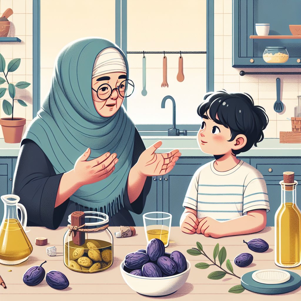 Grand-mère expliquant des remèdes contre la constipation à son petit-enfant