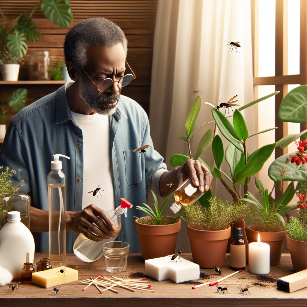 Personne utilisant des remèdes naturels pour éliminer les moucherons des plantes