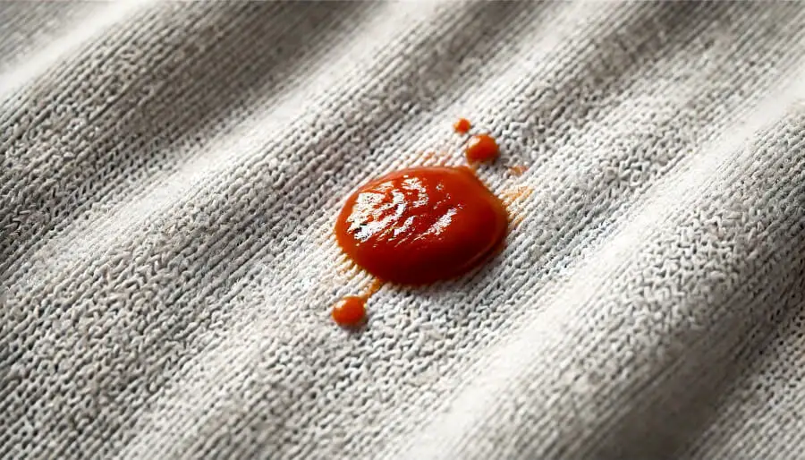 Tache de sauce tomate sur un vêtement blanc