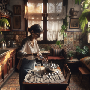 Grand-mère nettoyant de l'argenterie avec des remèdes maison naturels