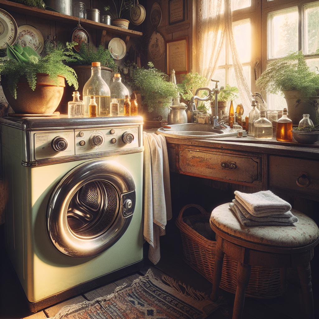 Nettoyage d'une machine à laver avec du bicarbonate de soude, vinaigre et huiles essentielles