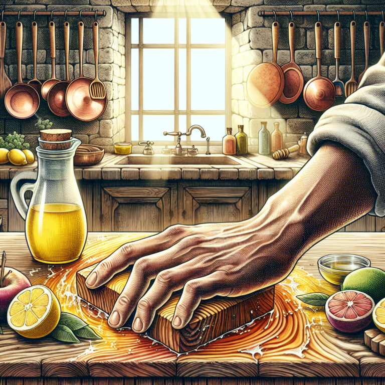 Main utilisant des remèdes naturels pour polir une table en bois