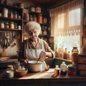 Une grand-mère démontrant des remèdes dentaires naturels