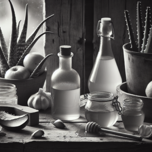 Remèdes naturels pour soigner les dartres : huile de coco, aloe vera, vinaigre de cidre, miel, ail et citron.