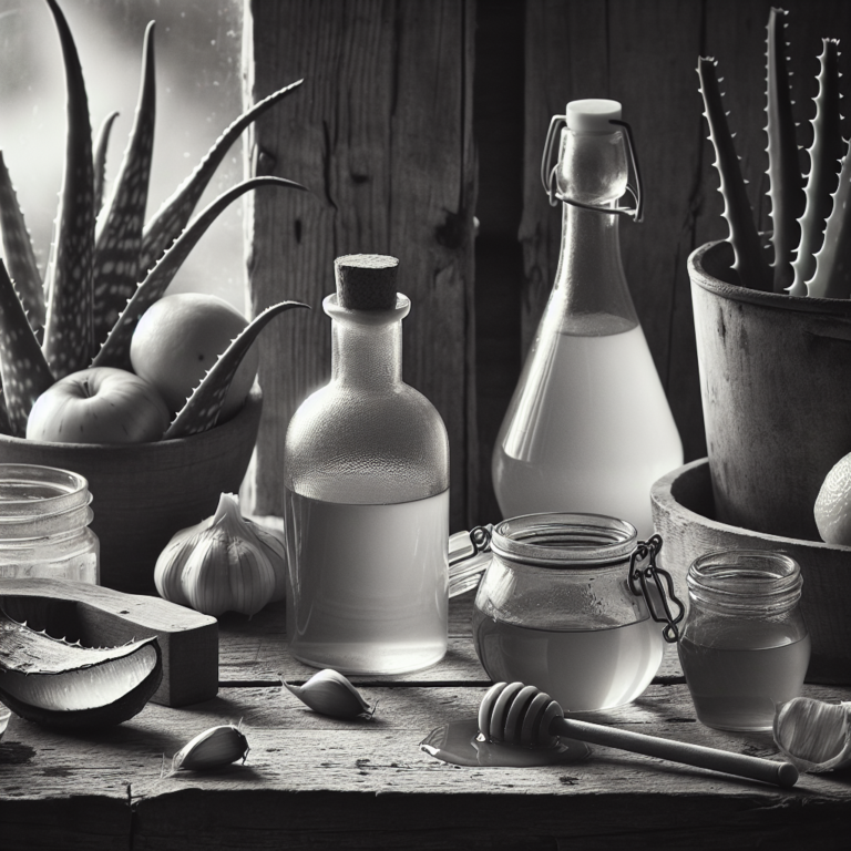 Remèdes naturels pour soigner les dartres : huile de coco, aloe vera, vinaigre de cidre, miel, ail et citron.