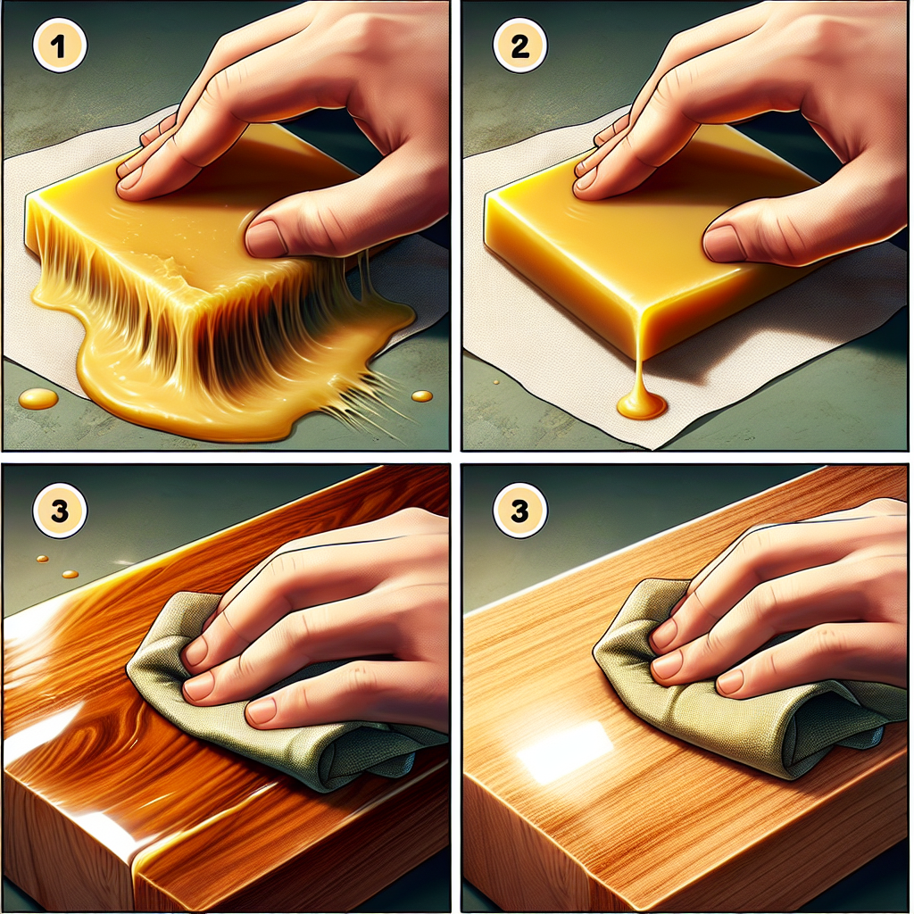 Quelqu'un applique une fine couche de cire d'abeille sur une surface en bois avec un chiffon, puis lustre la surface pour un brillant éclatant.