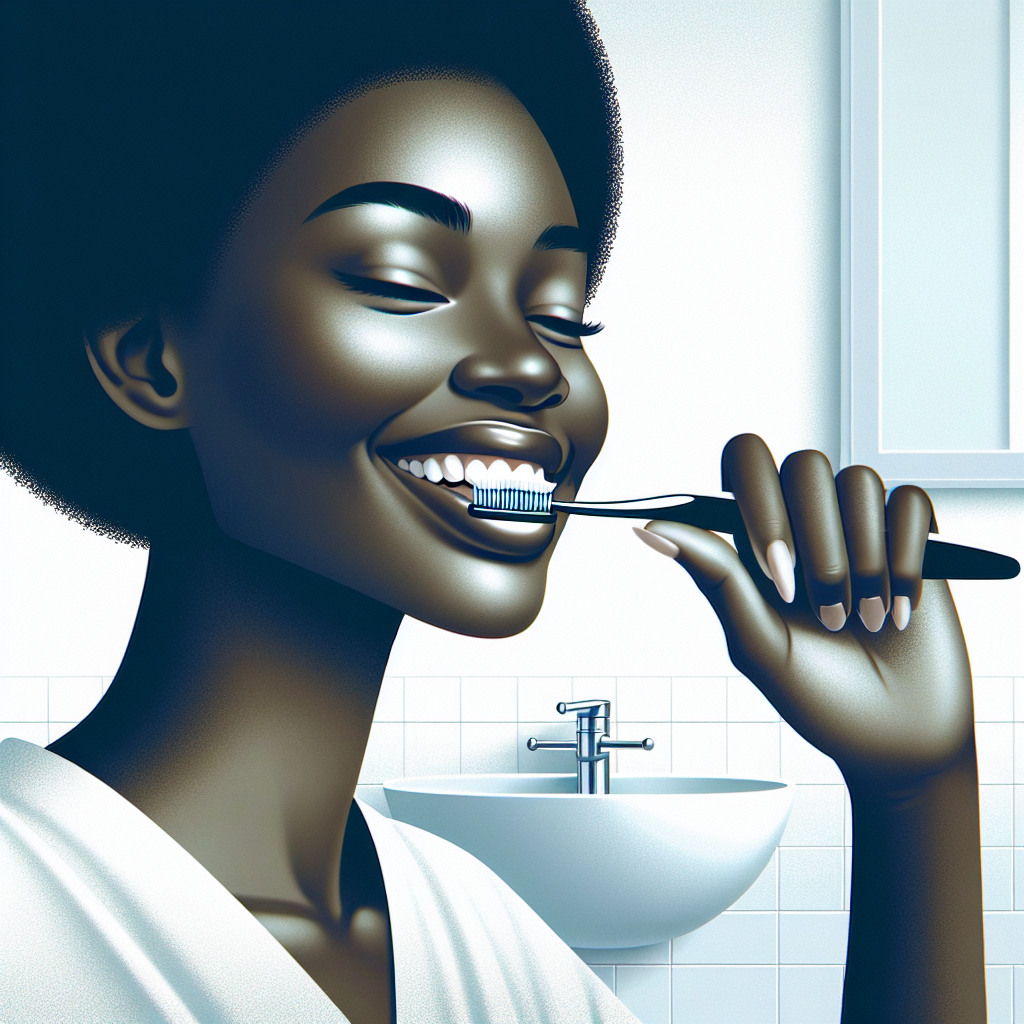 Illustration d'une personne se brossant les dents avec une brosse à dents à poils souples, mettant en avant l'importance d'une bonne hygiène buccale.