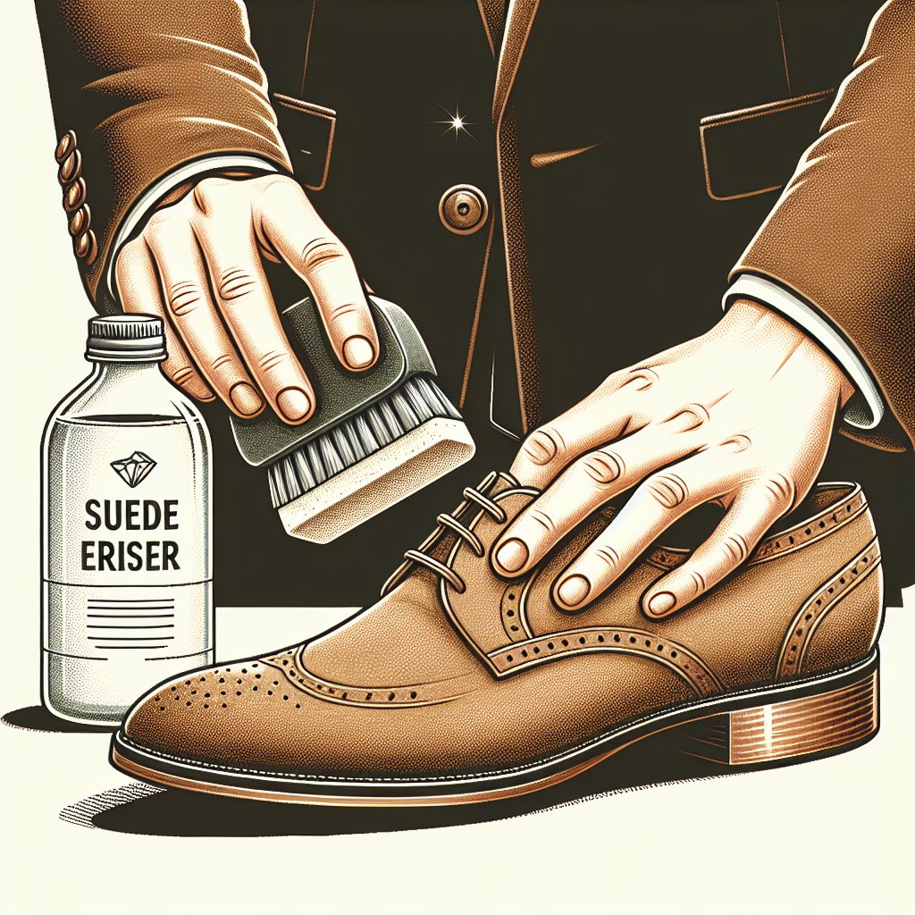 Chaussures en daim nettoyées avec une gomme à daim et du vinaigre blanc
