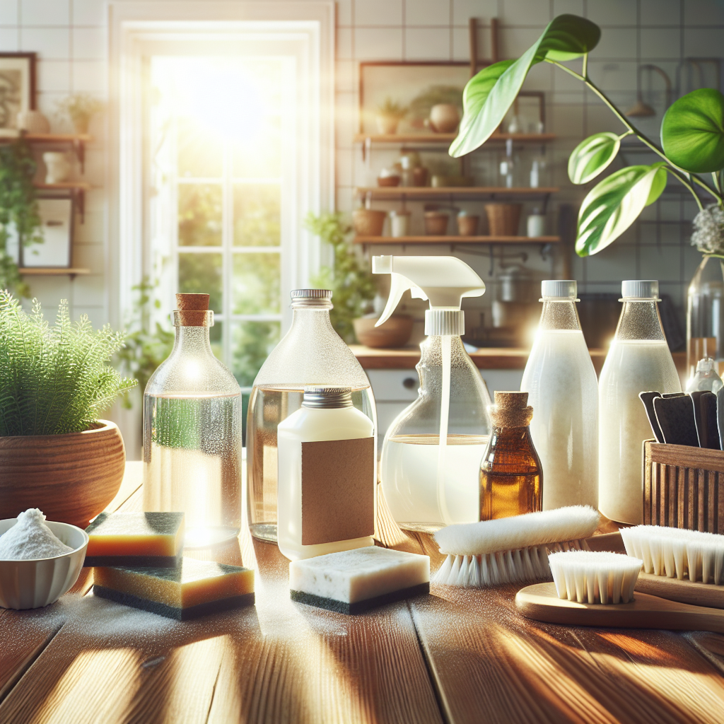 Produits naturels comme le vinaigre blanc, le bicarbonate de soude et le savon noir utilisés pour nettoyer les sols.