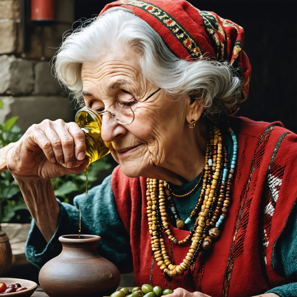 Une grand-mère versant délicatement de l'huile dans l'oreille d'une personne