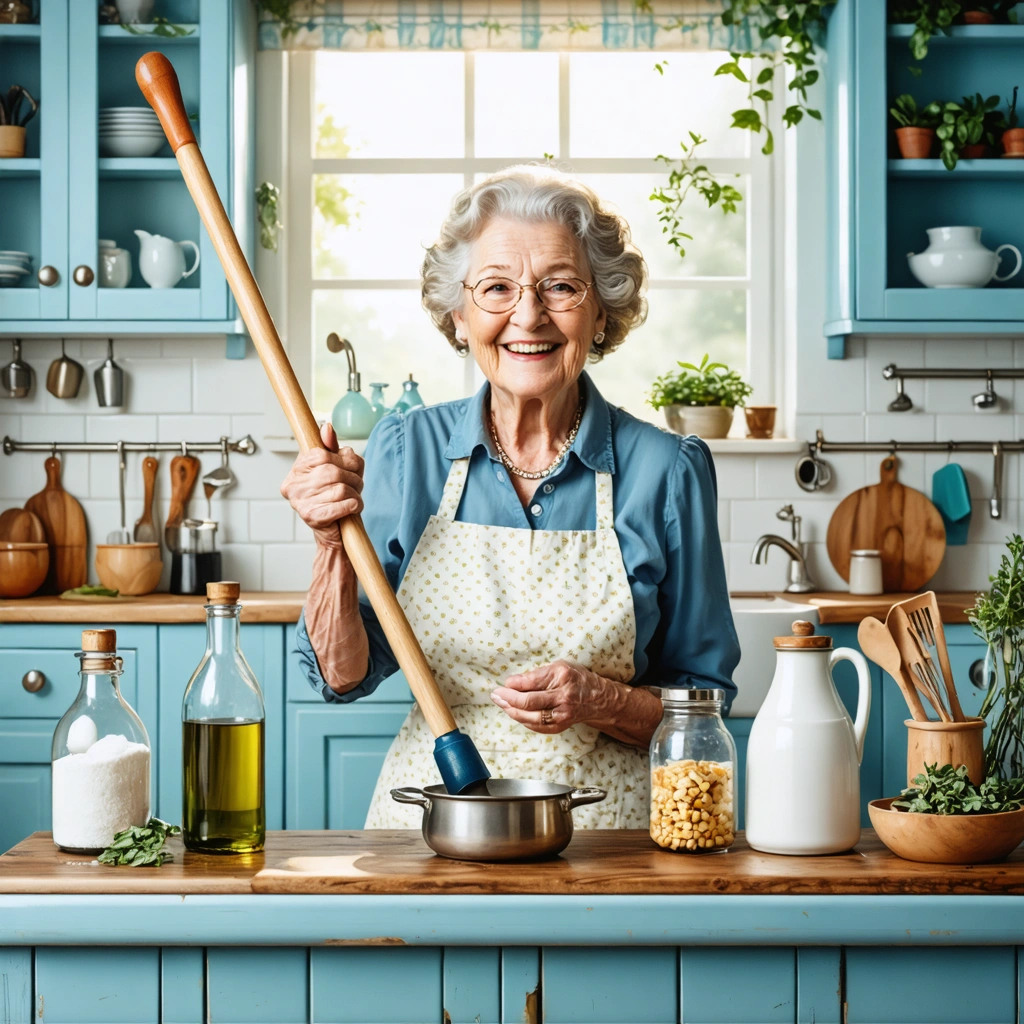 Mamie souriante avec ventouse et remèdes maison