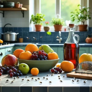 Un piège à moucheron maison dans une cuisine.