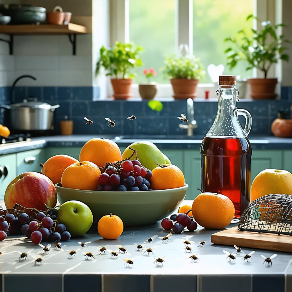 Un piège à moucheron maison dans une cuisine.