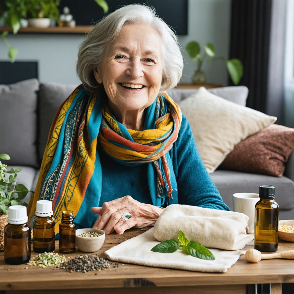 Mamie Colette avec des remèdes naturels pour la douleur cervicale